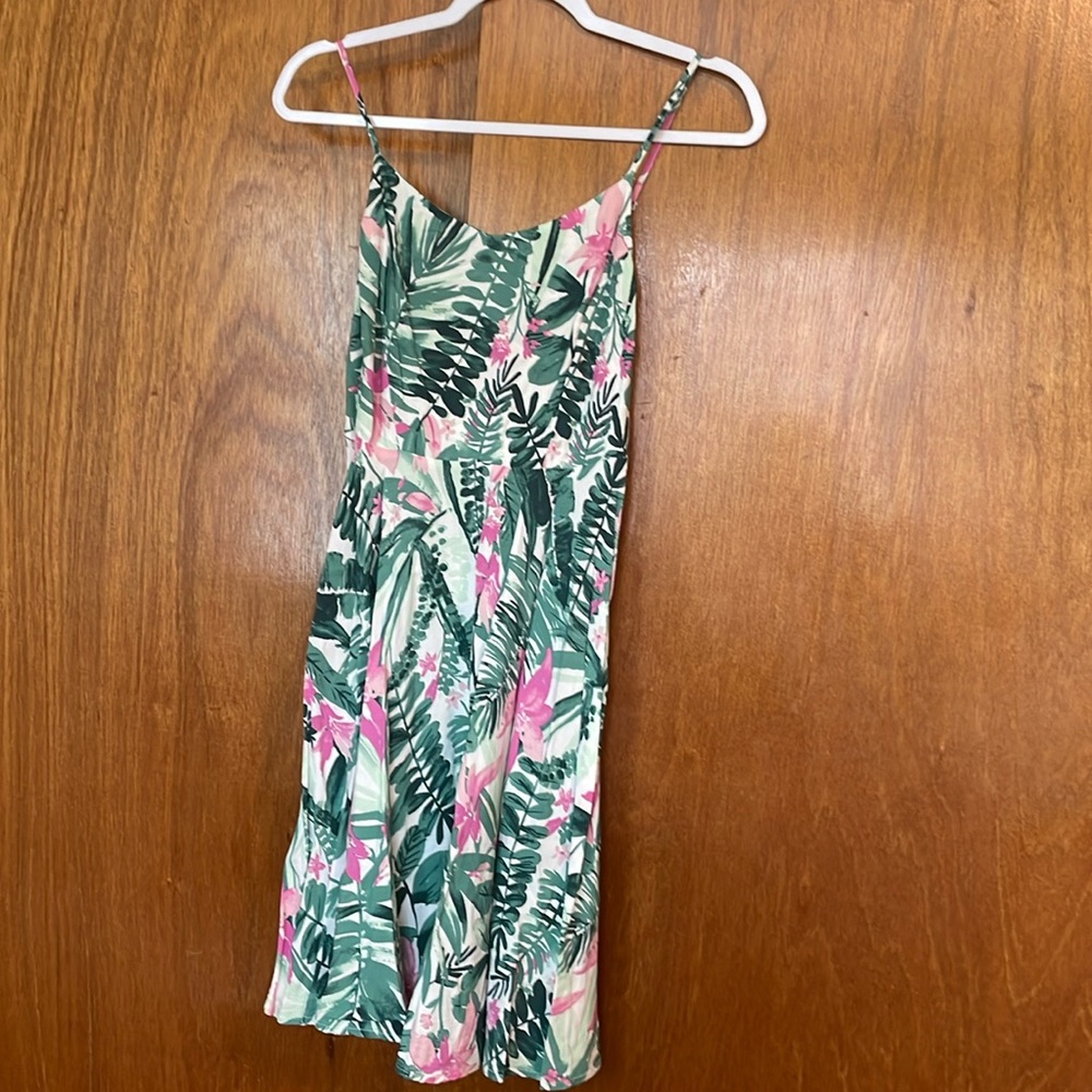 Old Navy Cami Dress Tropical Pink Palm print